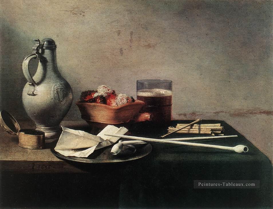 Des pipes à tabac et un brasero Nature morte Pieter Claesz Peintures à l'huile